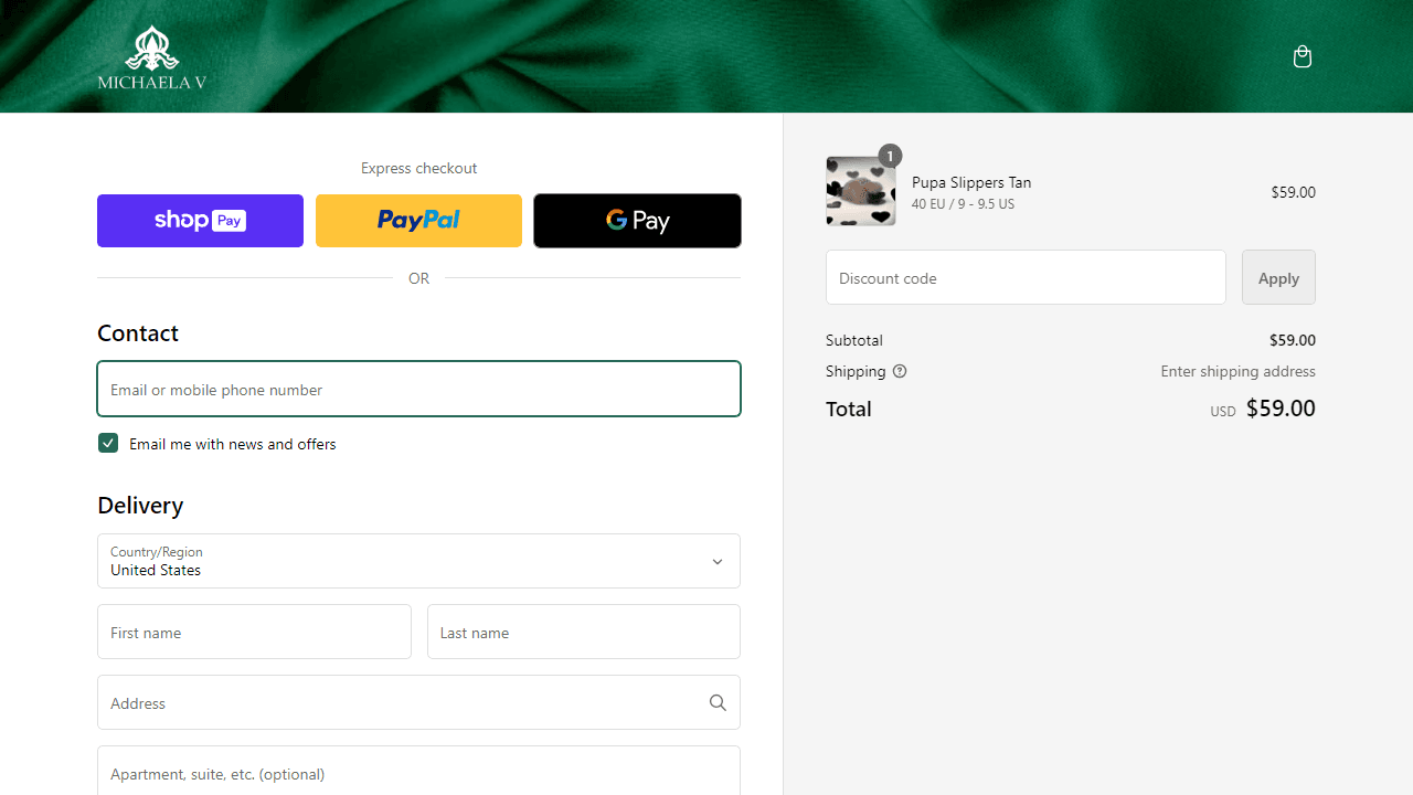 How to apply Michaela V coupon code